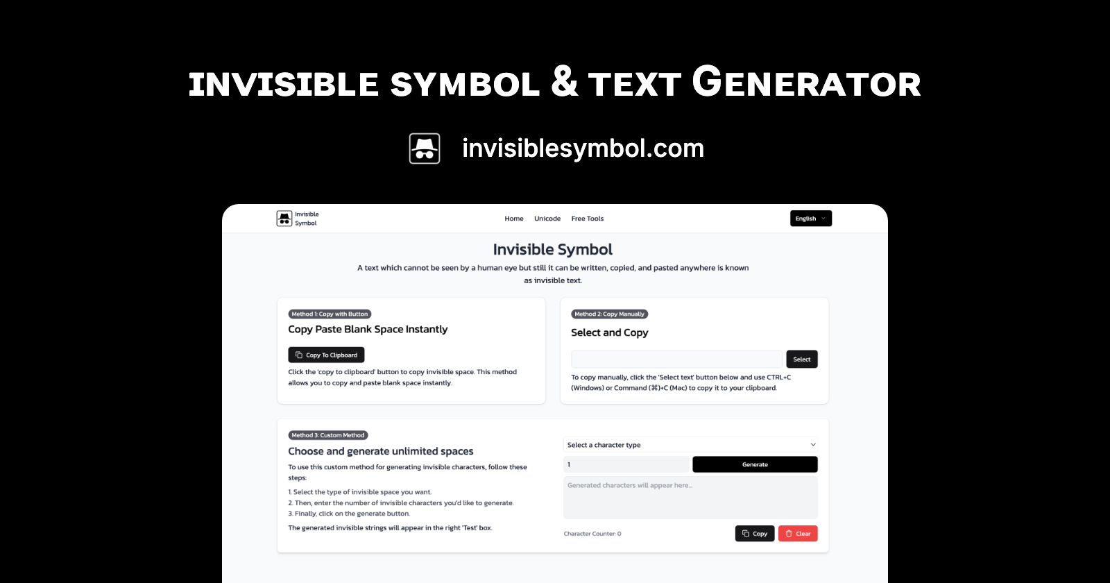 Invisible character copy paste blank space